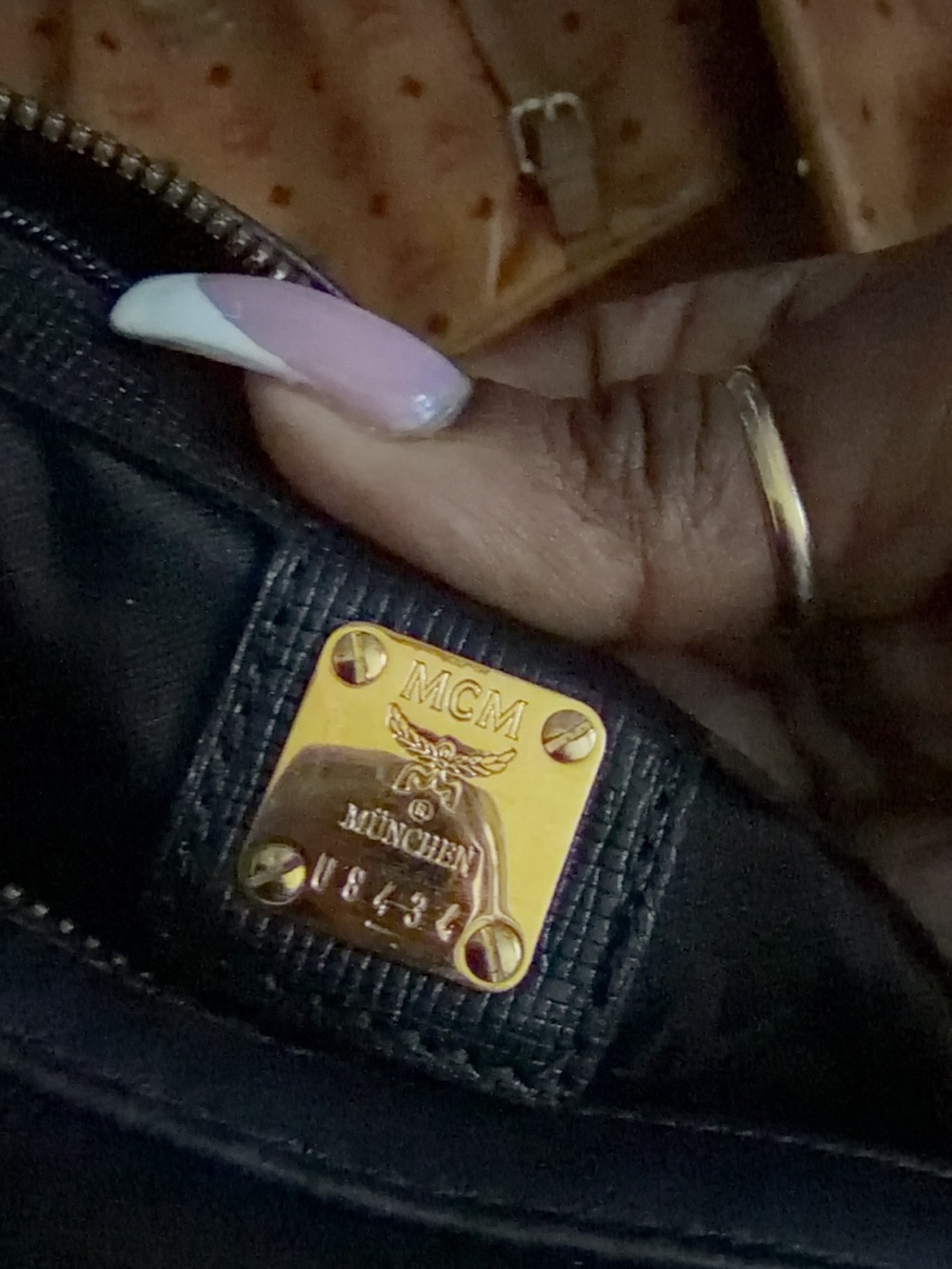 MCM  Papillon Black Leather Top-Handle Satchel with Gold Hardware - Picture 12 of 12